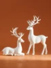 2 Pcs Reindeer Christmas Table Decoration for Home Indoor Xmas Holiday Small Statue Rustic Table Decor Christmas Reindeer Decor