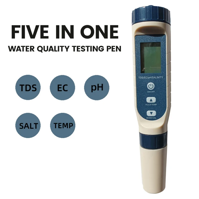 Stylo D'analyse De La Qualité De L'eau 5 En 1, Analyseur Ph Tds Ec