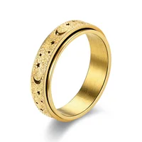 Hot Selling Fashion Casual New Stainless Steel Niche Decompression Rotating Hollow Star Moon Rotating Ring Wholesale Size 6-12 - Image 6