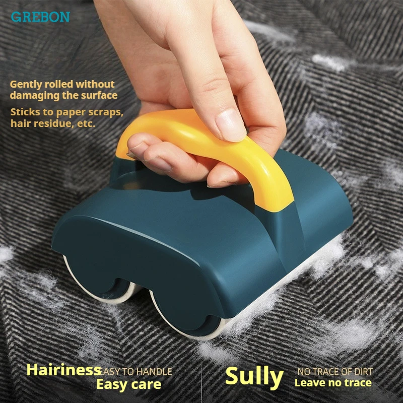 Portable Double Roller Lint Roller Tearable Strong Adhesive Lint Clothes Brushes Pet Hair Dust Fabric Hair Remover Tool
