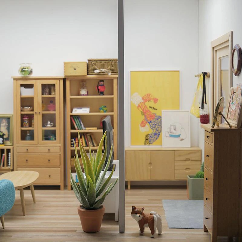 1/12 CASA DELLE bambole in miniatura in legno Finta Play House Room