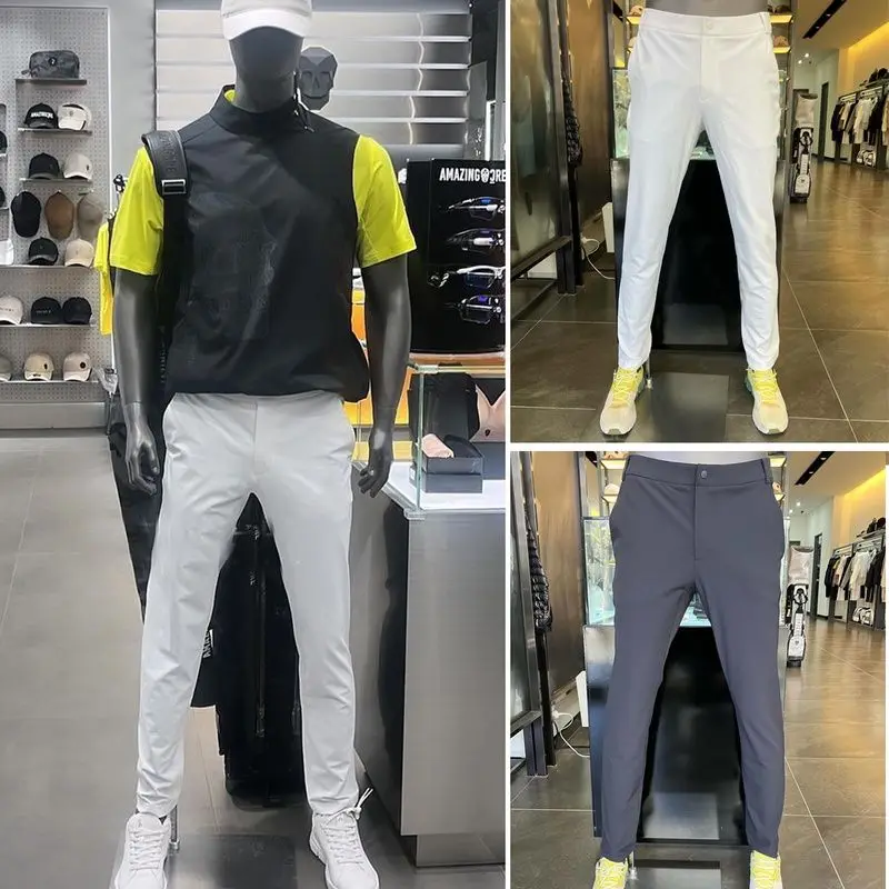 AMAZINGCRE New Men's Golf Clothing Solid Color Simple Versatile Straight Casual Small Foot Pants