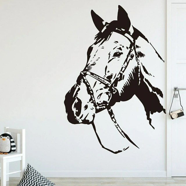 Autocollant mural cheval Animal, sparadrap mural pour chambre d'enfants et  de bébé, accessoires de décoration