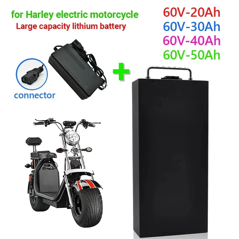 

Harley Electric Car Lithium Battery Waterproof 18650 Battery 60V 60Ah for Two Wheel Foldable Citycoco Electric Scooter Bicycle