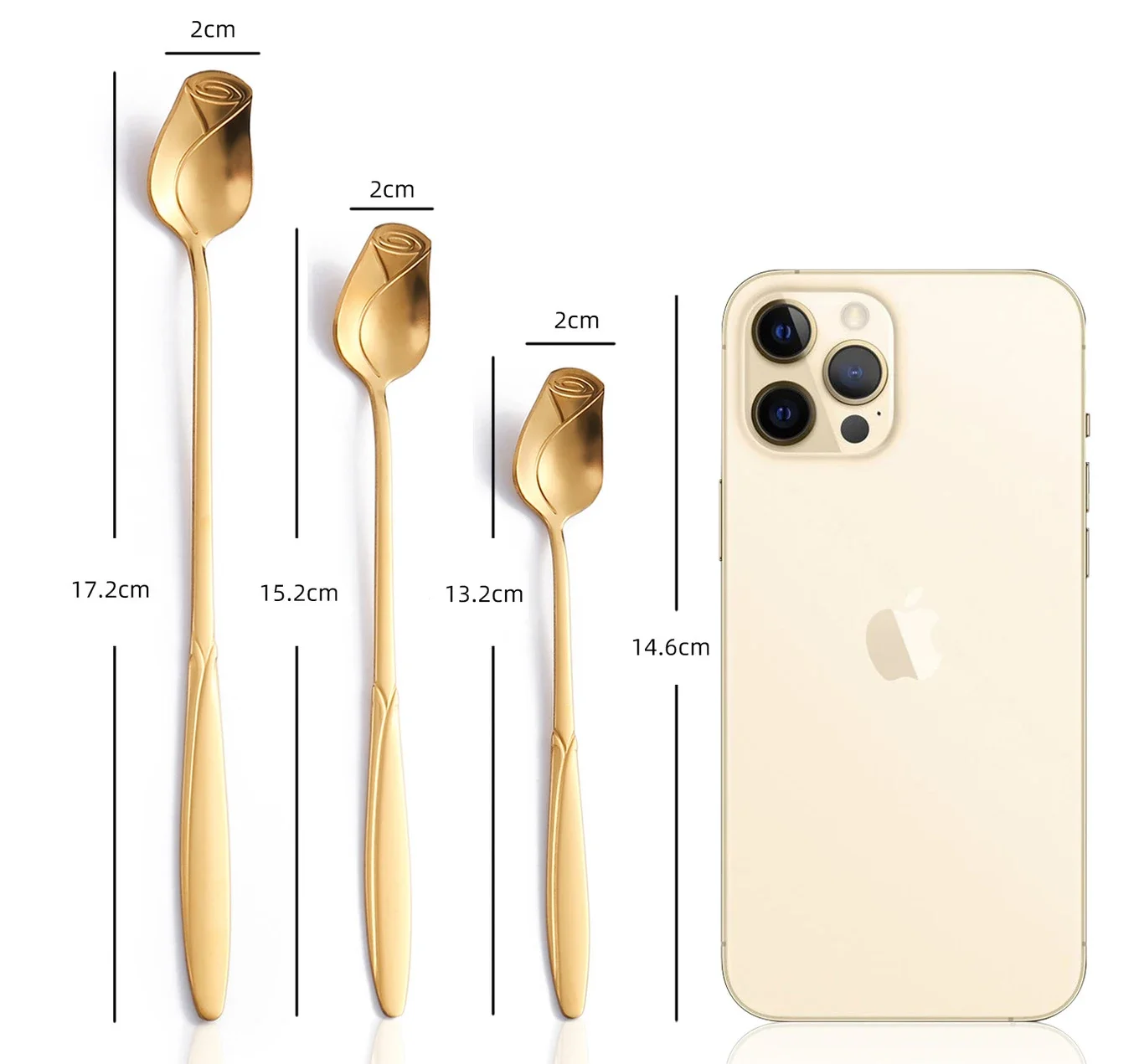 Stainless steel spoon Long Handle Teaspoon Stainless Steel Rose Mixing Spoon Unusual Teaspoons for Dessert Honey Salad Tea Coffee Spoons New Year Gift