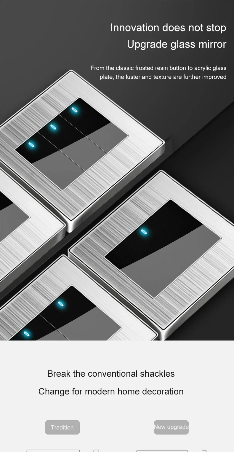 1 2 3 gang switch stainless steel design