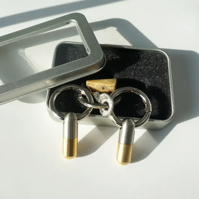 Mini-Kapselmesser, Messing-Schlüsselanhänger, EDC-Taschenwerkzeug, winziger Boxschneider, Express-Paketöffner, tragbares Überlebens-Gadget, Geschenk für Männer – Detail 10