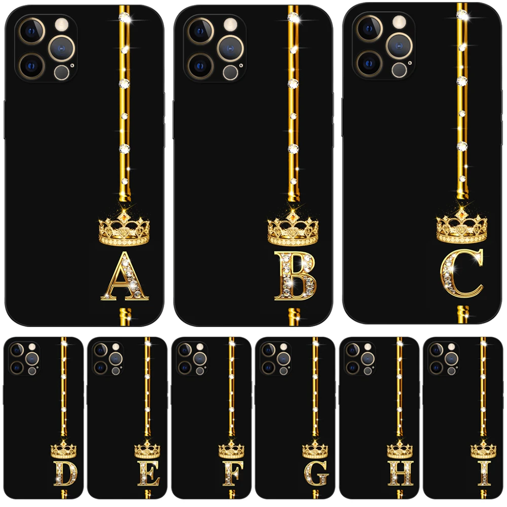 Per Iphone 12 Custodia Per Iphone 12 Mini 12 Pro Max Cover Per Apple Iphone12 12Pro Bumper Black Tpu Case Gold Letters