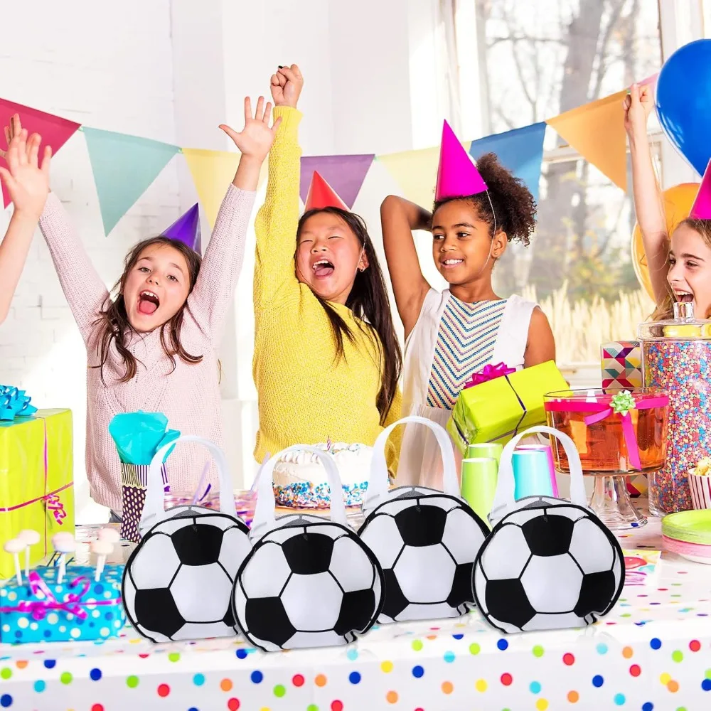 5-20Pcs Non-Woven Round Football Theme Handheld Gift Bag for Football Carnival Celebration Birthday Party Holiday Candy Gift Bag 5