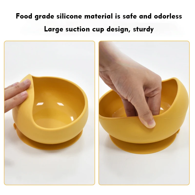 Children's Silicone Suction Bowl Feeding Tableware Infant Non-Slip Learn To Eatting Tableware Complementary Food Training Tool 4
