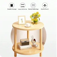 Table de chevet ronde et carrée moderne en bois, Double couche, pour la maison, le bureau, la chambre à coucher, le salon, le canapé, Table d'appoint, Table basse 3
