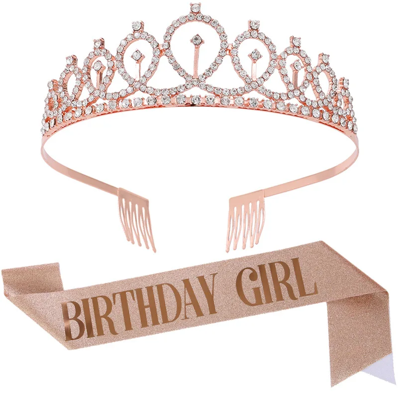 

Bling Birthday Crown Birthday Girl Birthday Queen Satin Sash Anniversary Supplies Princess Happy Birthday Party Decoration