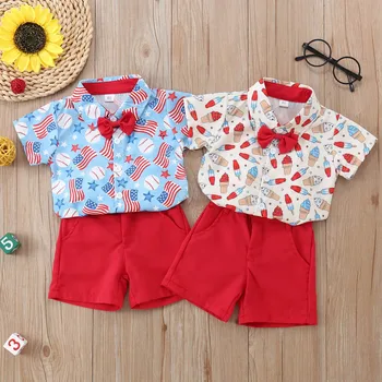 New Baby Outfit Boy Toddler Boys Short Sleeve Independence Day 4th Of July Prints T Shirt Baby Boy Winter Clothes 3-6 Months 3