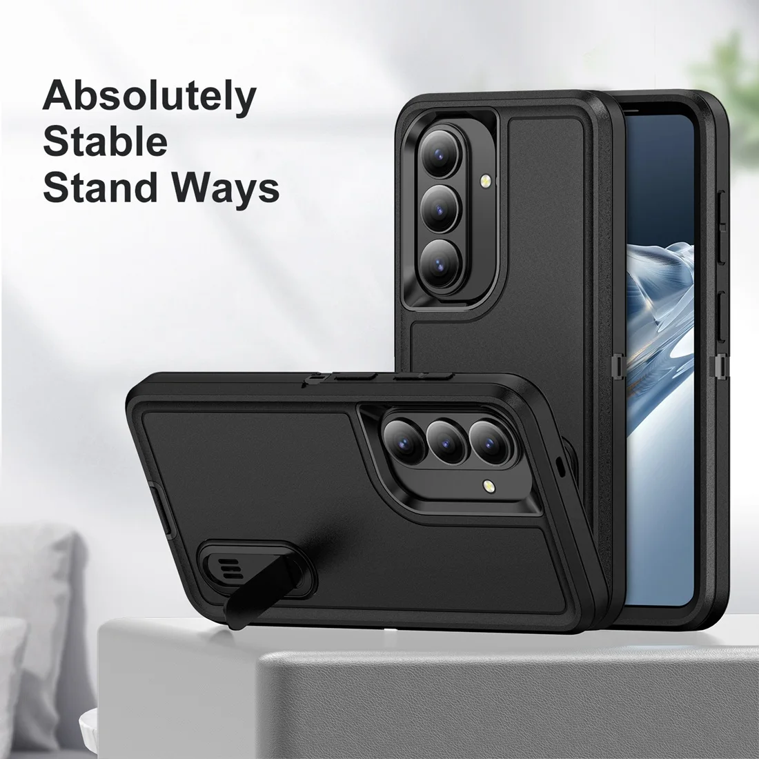 3-in-1 Shockproof Slim Heavy Duty Case with Kickstand