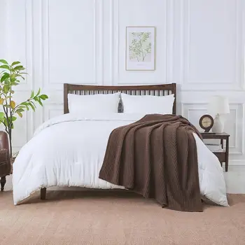 Soft Chunky Cable Knit Throw Blanket Reversible Fisherman Rib Stitch Cozy Couch Blanket Indoor Outdoor Skin Friendly Durable 6