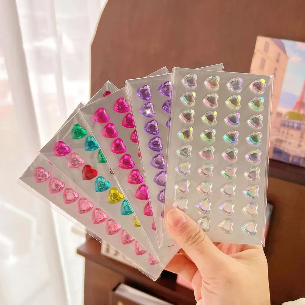 3D Faux Crystal Heart Sticker Self-Adhesive Easy Apply Shining Sticker For Child DIY Scrapbooking Journaling Supply