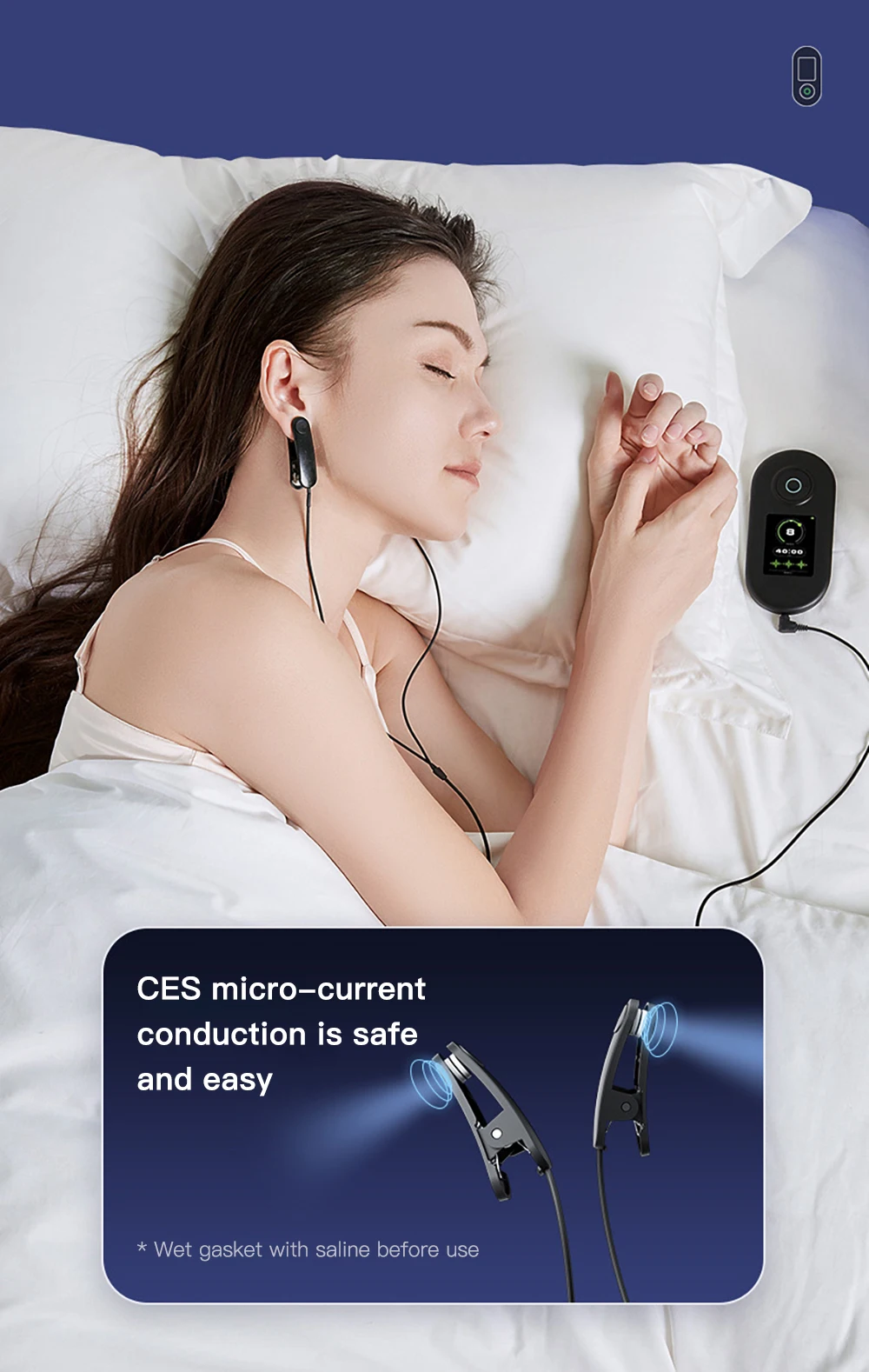 Dispositivo de ayuda para dormir Terapia de estimulación Ansiedad Depresión Instrumento para dormir rápido Terapia para dormir Insomnio Microcorriente