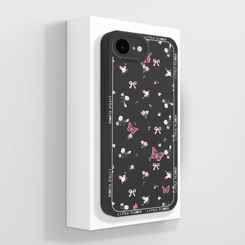 Elegant Floral Butterfly Design Soft Liquid Silicone Non-Slip Back Cover