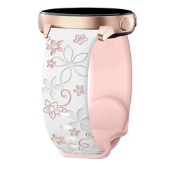 Elegant Women's Floral Soft Silicone Wristband - 20mm Universal Strap for Galaxy watch 42mm (2powder)