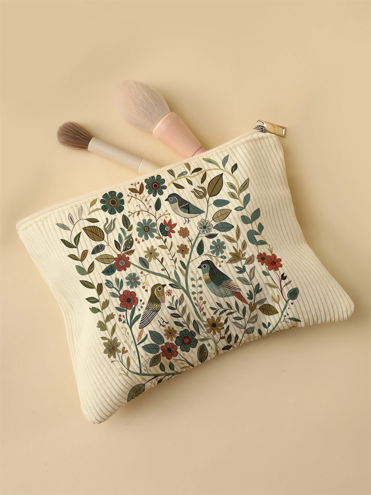 Corduroy Travel Cosmetic Bag Portable Makeup Storage Bag Purses Women Large Capacity Zipper Make Up Organizer Storage Clutch