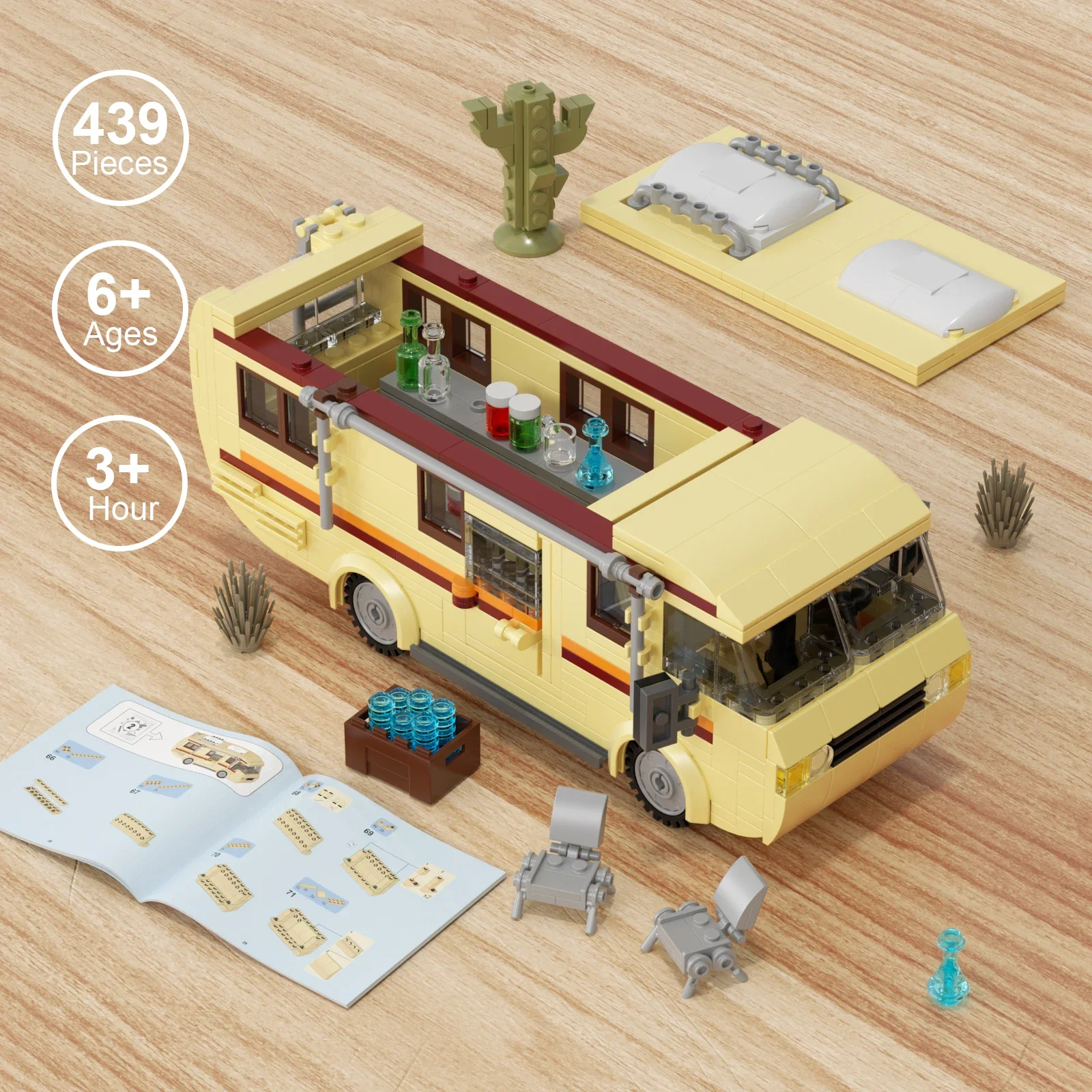 MOC Breaking Bad Cooking Lab RV Car Pinkman Edacational Building Blocks Set Walter White Vehicle Toy For Children Birthday Gift 4