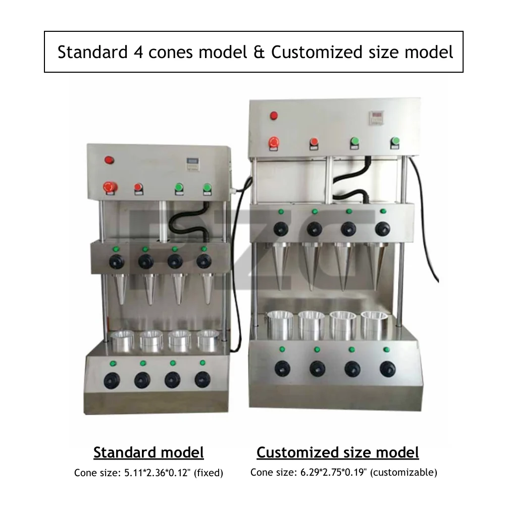 Description Picture 4 of itemBy Express 220V 110V 4 Moulds Size Customized Pizza Cone Molding Machine Pizza Cono Oven Warming Display