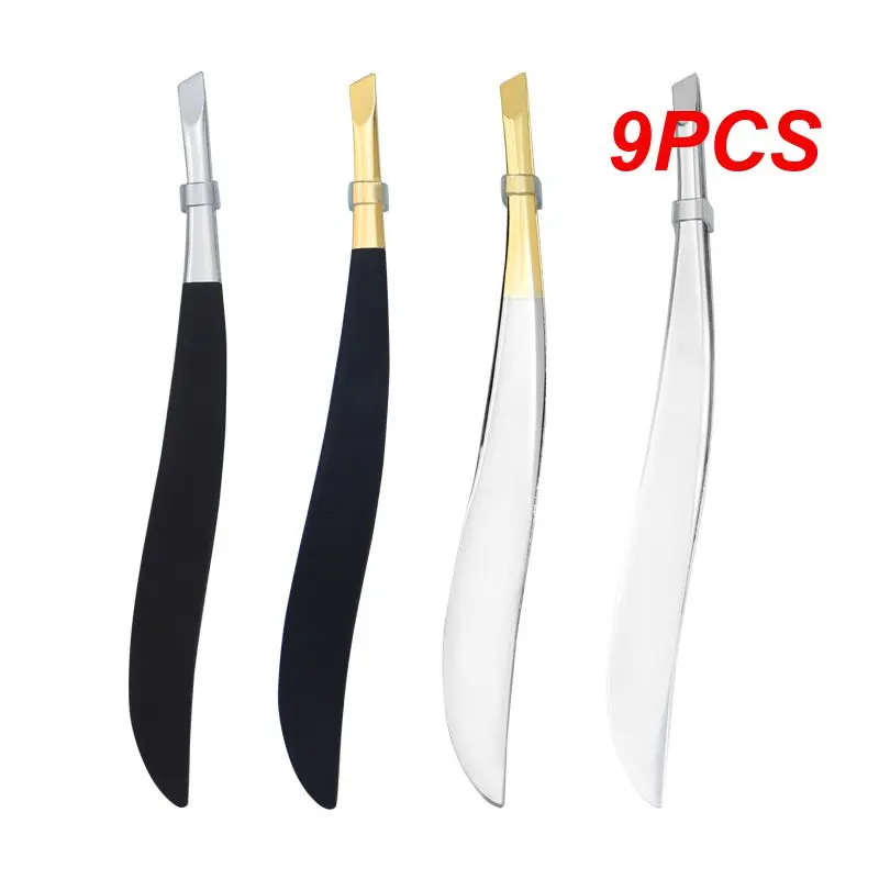 

9PCS Eyebrow Clip Eyebrow Pliers Stainless Steel Tweezers False Eyelashes Oblique Eyebrow Trimming Professional Home Use Makeup