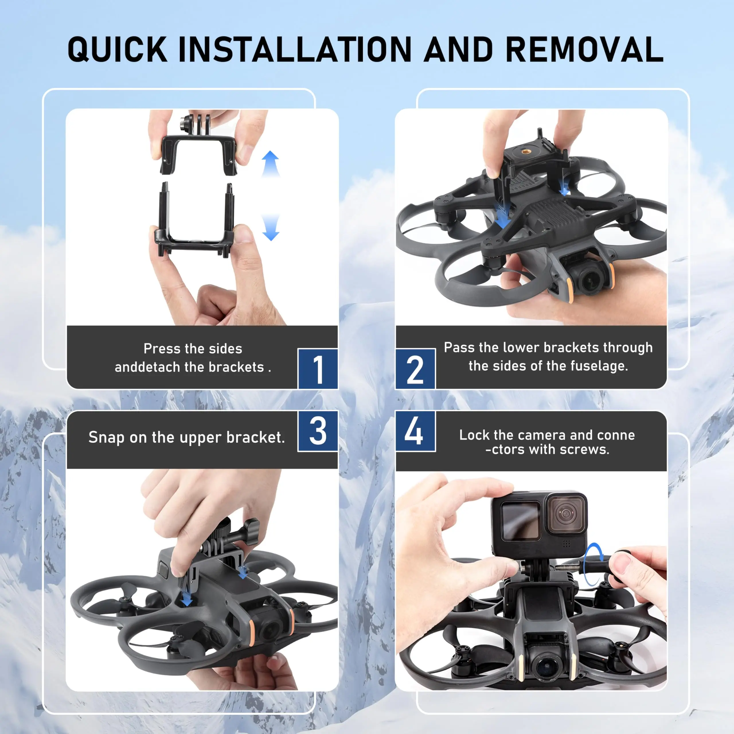 Support Lumière pour DJI Avata 2, Compatible GoPro Insta360