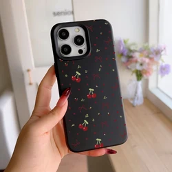 Cherry Silicone Shockproof Soft Leather Phone Case with Cute Heart and Bow Design - iPhone 15 Plus (1)