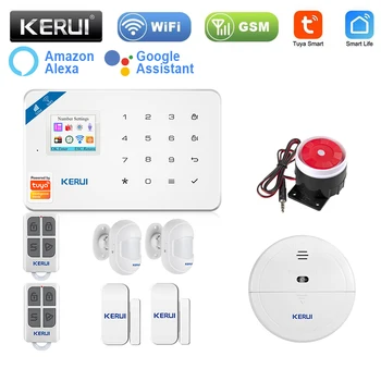 KERUI W181 Home Security Alarm System GSM WIFI Tuya APP Receiving Color Screen Connection Mobile Wireless Burglar Alarm Kit 1
