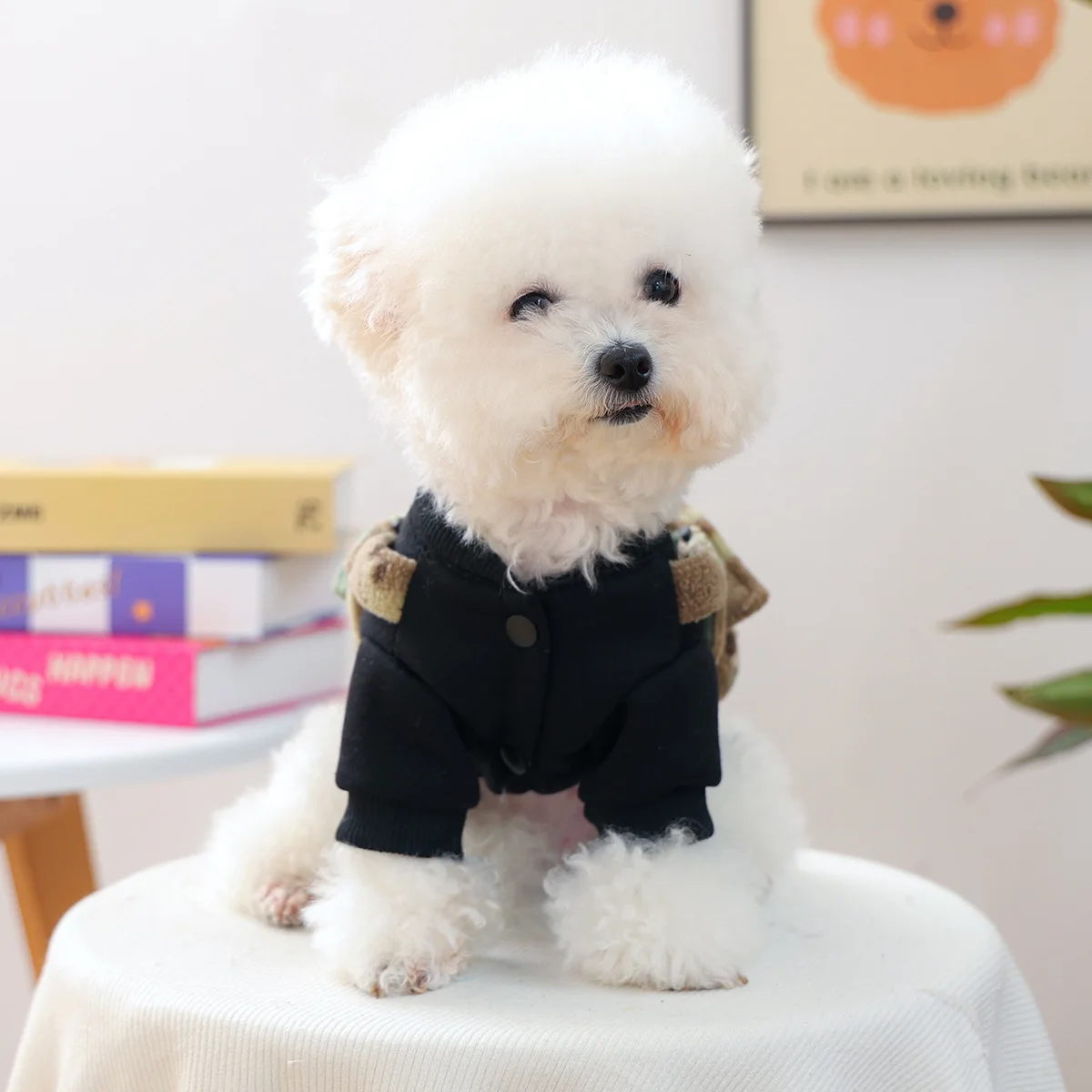 소형견 가을 겨울 애완견 남아 여아 유니폼 의류 불독 요크셔 테리어 고양이용 위장복 하네스 코트 및 재킷