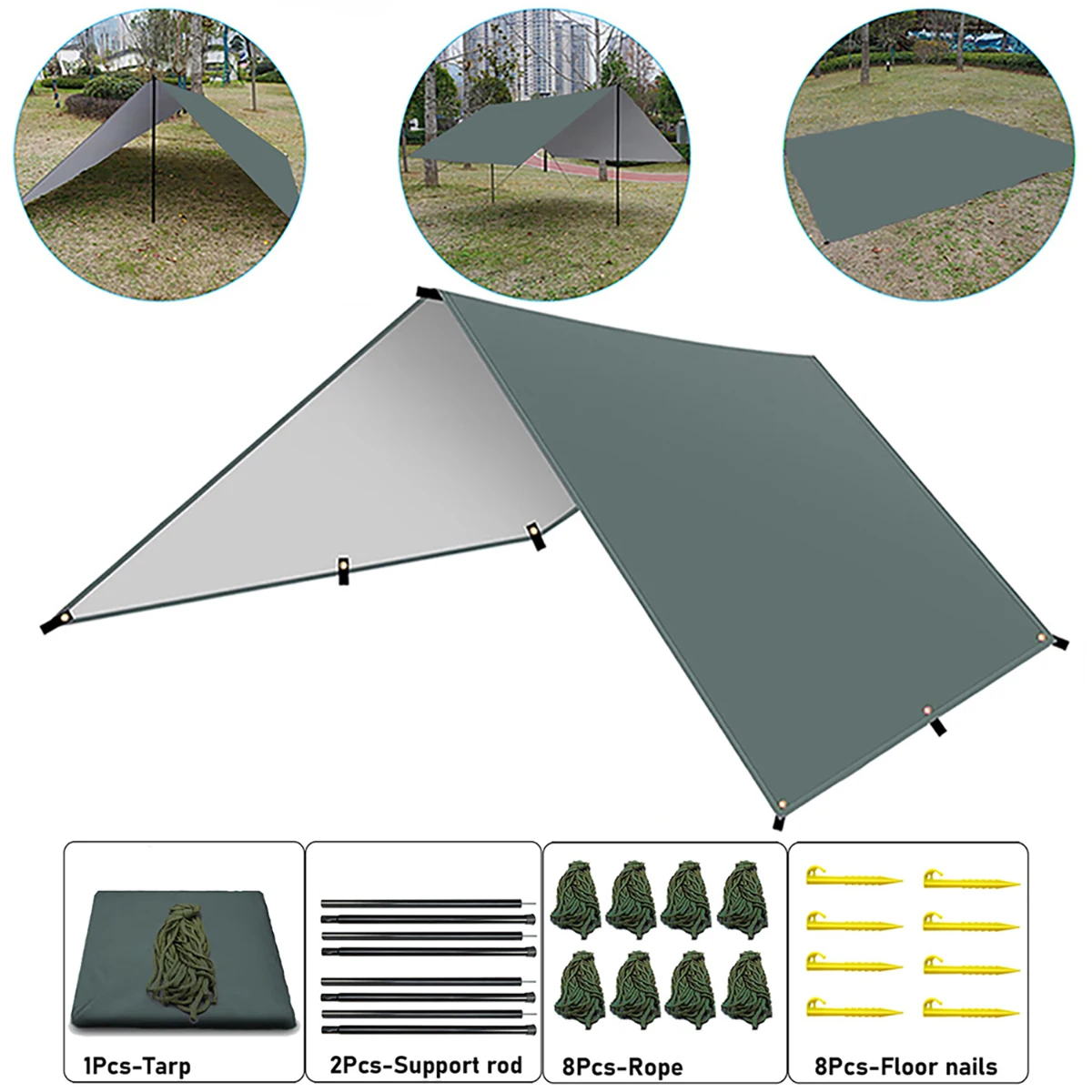 Waterproof Camping Tarp Sunshade UV Protection Lightweight Outdoor Adventure Hiking Camping Backpacking Picnic Tent Tarp Waterproof Tarpaulin Waterproof Tarp Ultralight Tarp