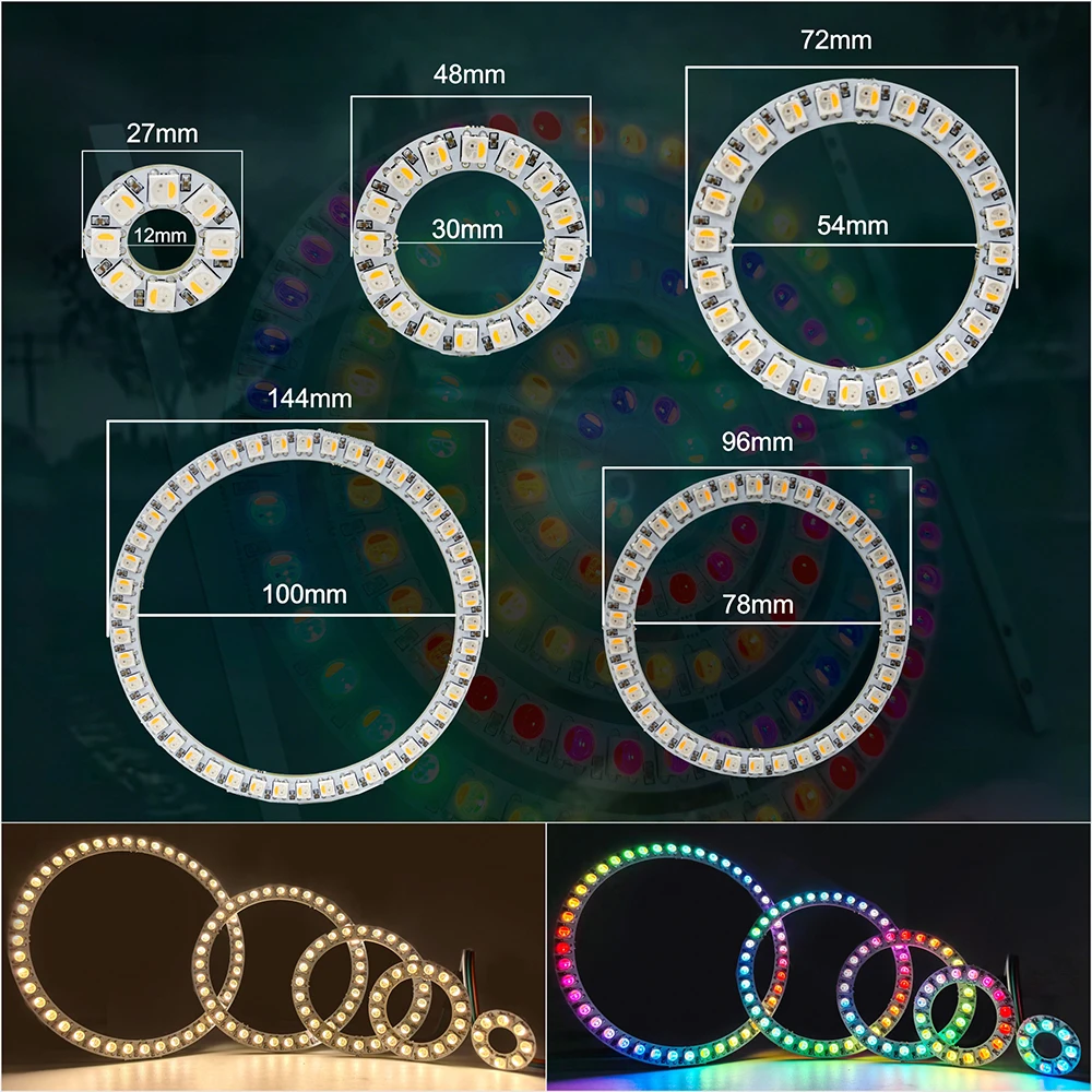 6812 RGBW WW CW LED 링 개별 주소 지정 가능 RGBW 라이트 링 SMD 5050 RGBW LED 모듈 라이트 8/16/24/35/45Leds LED 픽셀 5V