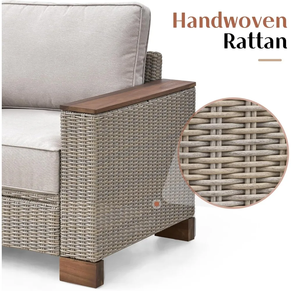 Patio Furniture Sets, （4/5/6/7）-Piece Wicker Sofa Set, with Outdoor Patio Cushions & 5.9" Wider Wood Armrest 6