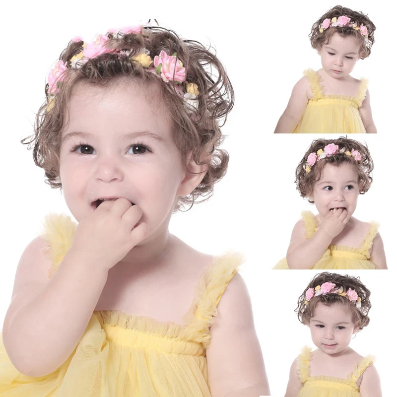 Children's Headband Baby Girls Crown Flower Wreath Hairband Kids Bridal Floral Hair Accessories Fashion Turban Bands Tiara