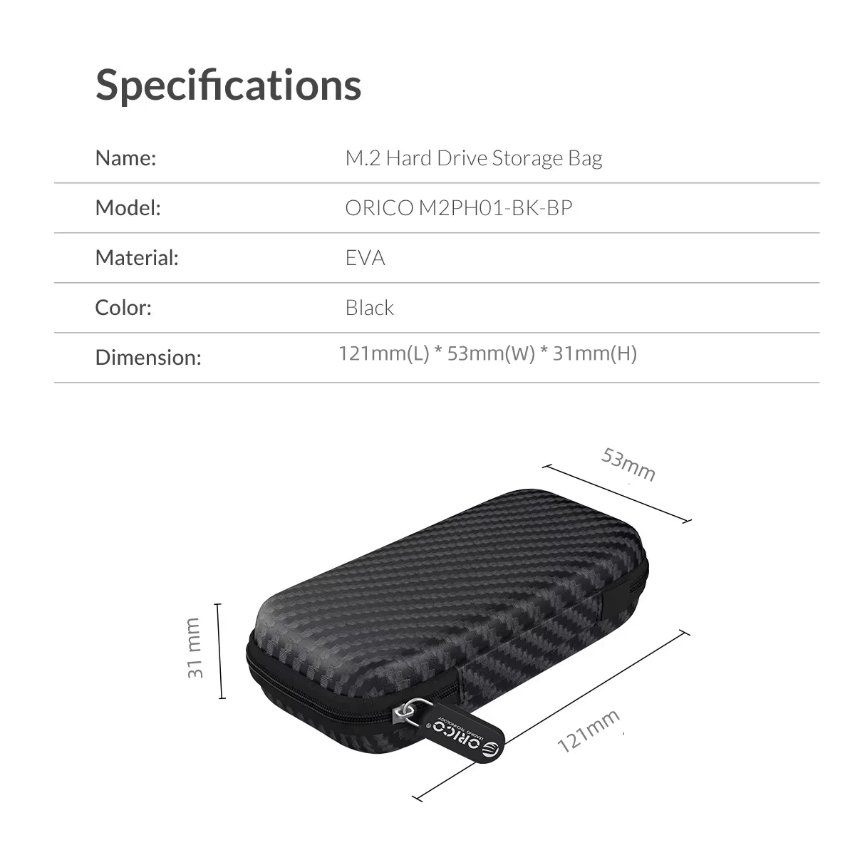 ORICO Portable EVA Storage Bag for M.2 NVMe Hard Drives and Accessories