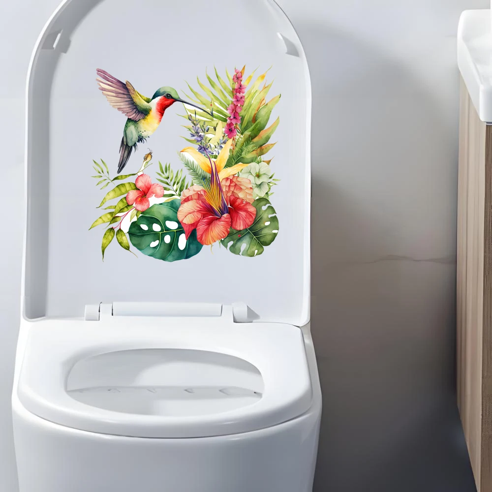 Hummingbird Wall Sticker Bathroom Toilet Decor Living Room Cabinet Home Decoration Decals Adhesive Mural Beautify PVC