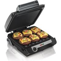 4-in-1 Indoor Grill & Electric Griddle Combo with Bacon Cooker,Opens Flat to Double Cooking Surface,Removable Nonstick Plates 1