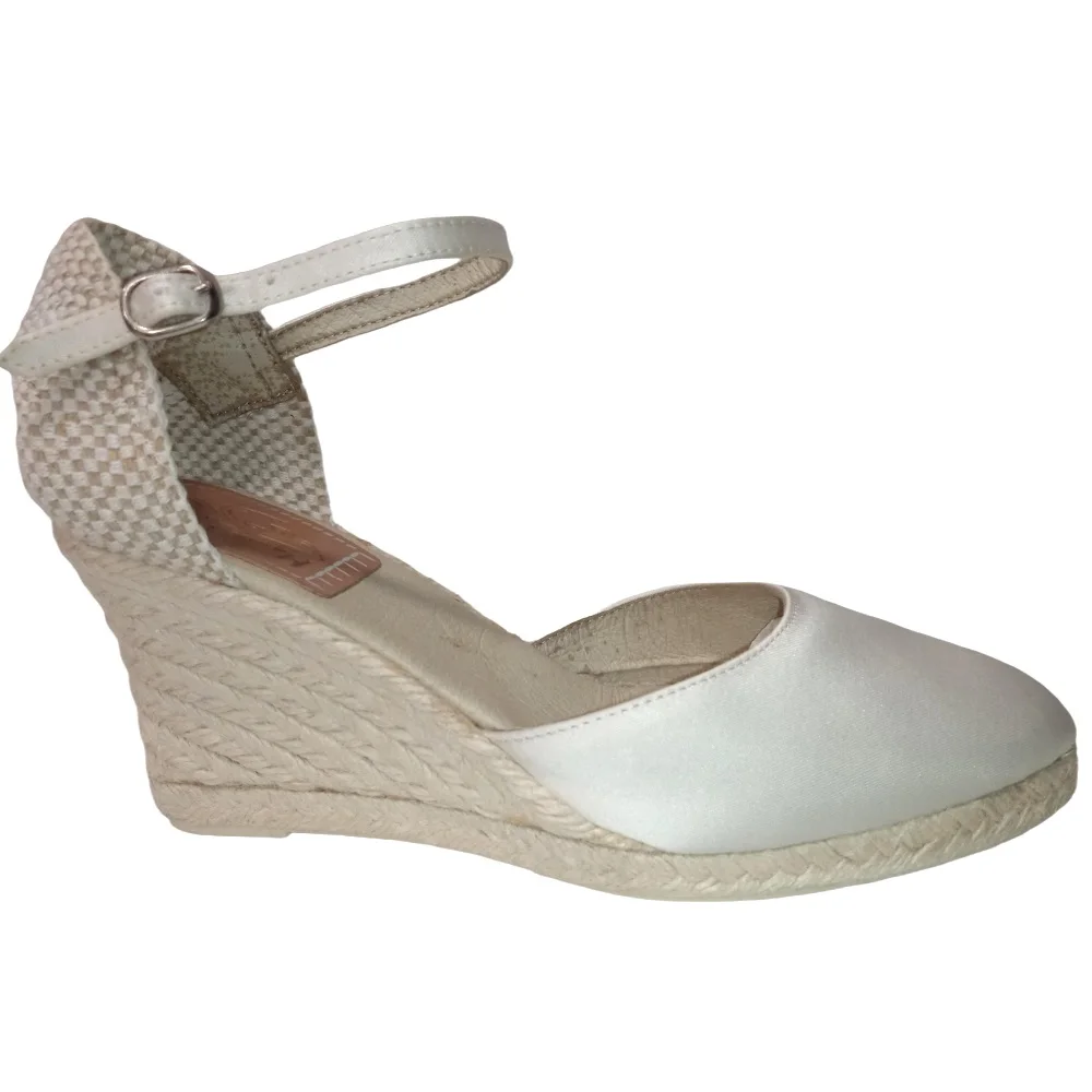 Zapatos Mujer Primavera Verano 2022, Zapato de Novia Marca María Victoria Alpargatas Mujer, Cuñas de Esparto Mujer, Zapatos para Novia, Zapato Blanco de Novia Alpargatas de Cuña Esparto para Mujer, Sandalias