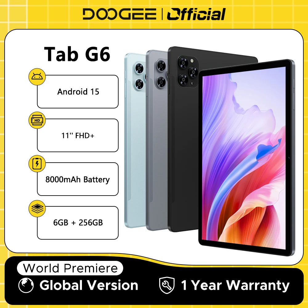 DOOGEE Tab G6 Tablet PC Android 15 Dual Speakers 11