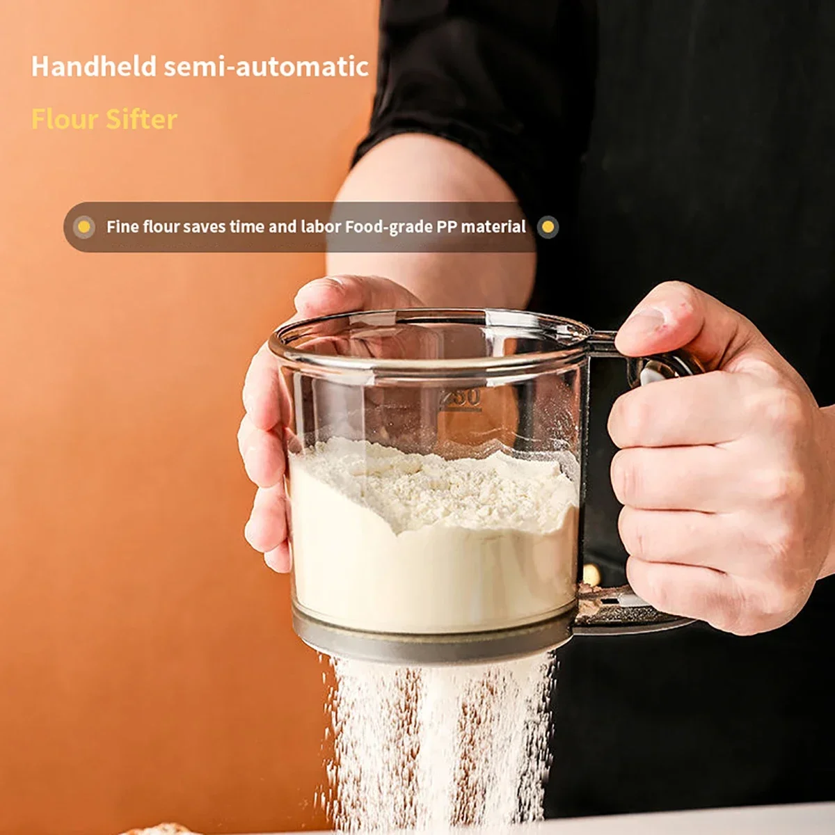 Handheld Flour Sifter Baking Tools, 40 Mesh Semi-automatic Filter Flour Baking Special Sieve Kitchen Ultra-fine Filter Cup Mesh