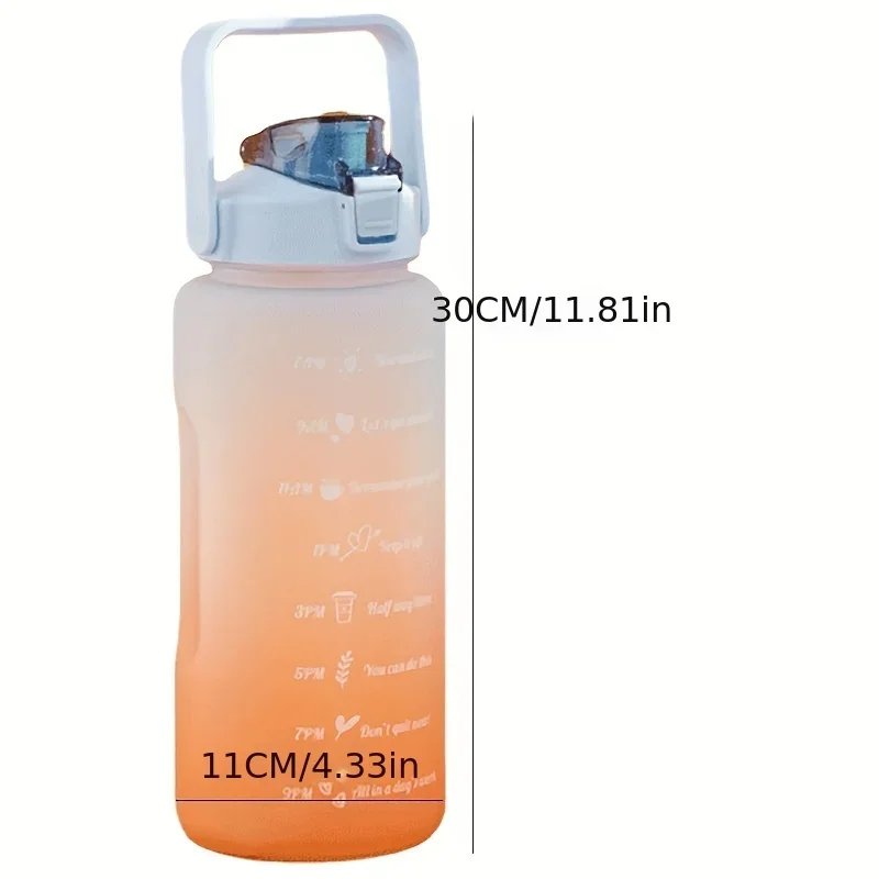 Stay Hydrated 2-Liter Leakproof Sport Water Bottle with Motivational Time Markers