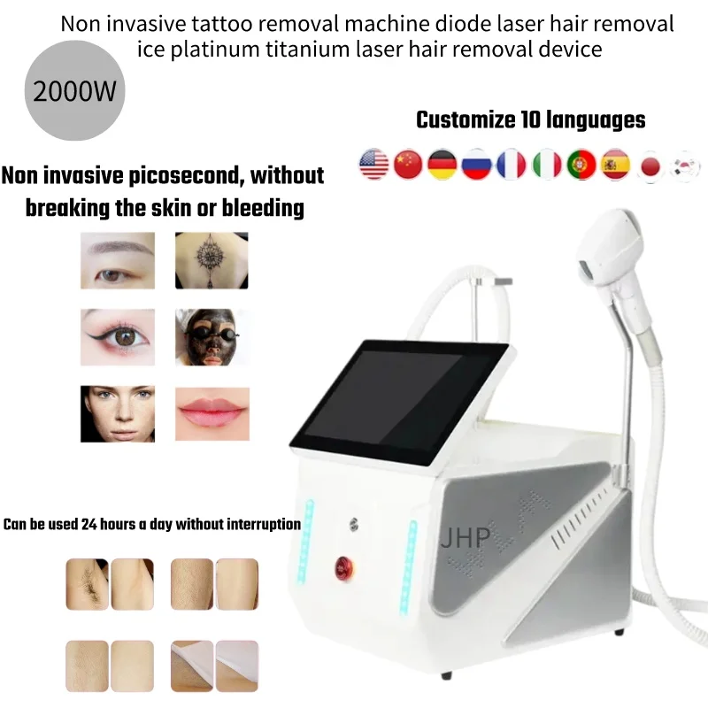 

WLM customized 532nm/1320nm/1064n non-invasive tattoo removal machine diode laser hair removal ice platinum titanium laser hair