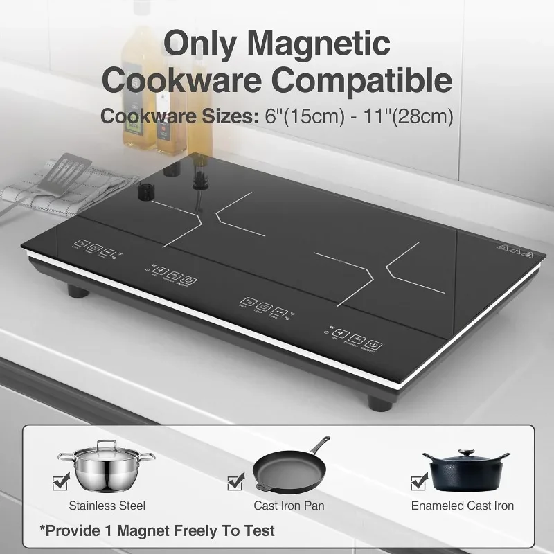 Double Induction Cooktop, 110V 4000W Electric cooktop,Hot Plate LCD Sensor Touch Energy-Saving Portable Induction Cooktop