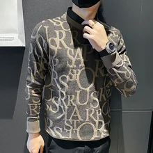 

Autumn/winter High-end Men's Pullovers Handsome False Two Cotton Polyester Sweaters Knitted Sweaters Lapel Bottom Men's Sweaters