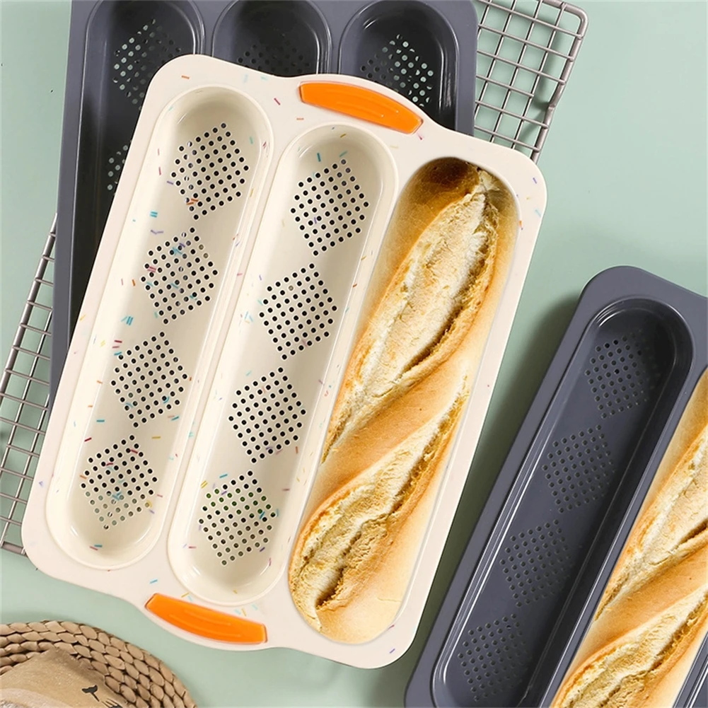 

3 Grids Silicone Cake Mold Bread Baking Mold Bread Pan Frence Bread Baking Tray No Stick Loaf Pan Bread Toast Mould Pastry Tools