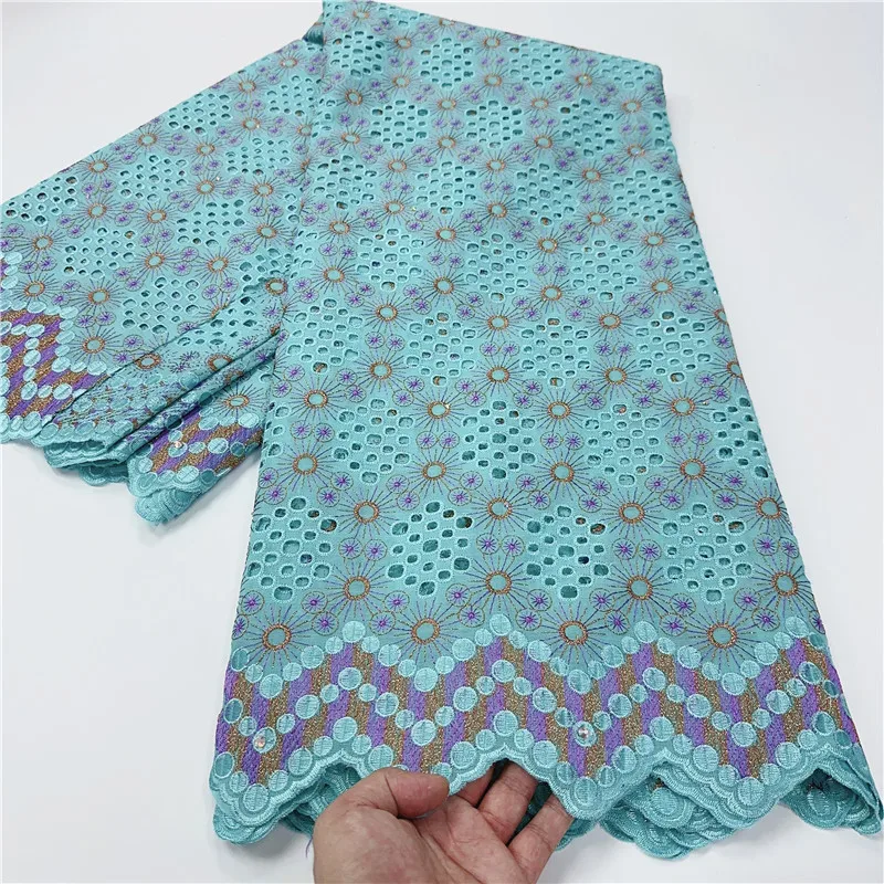

5 Y Swiss lace fabric 2023 heavy beaded embroidery African lace fabrics 100% cotton fabric Swiss voile lace in Switzerland 9L611