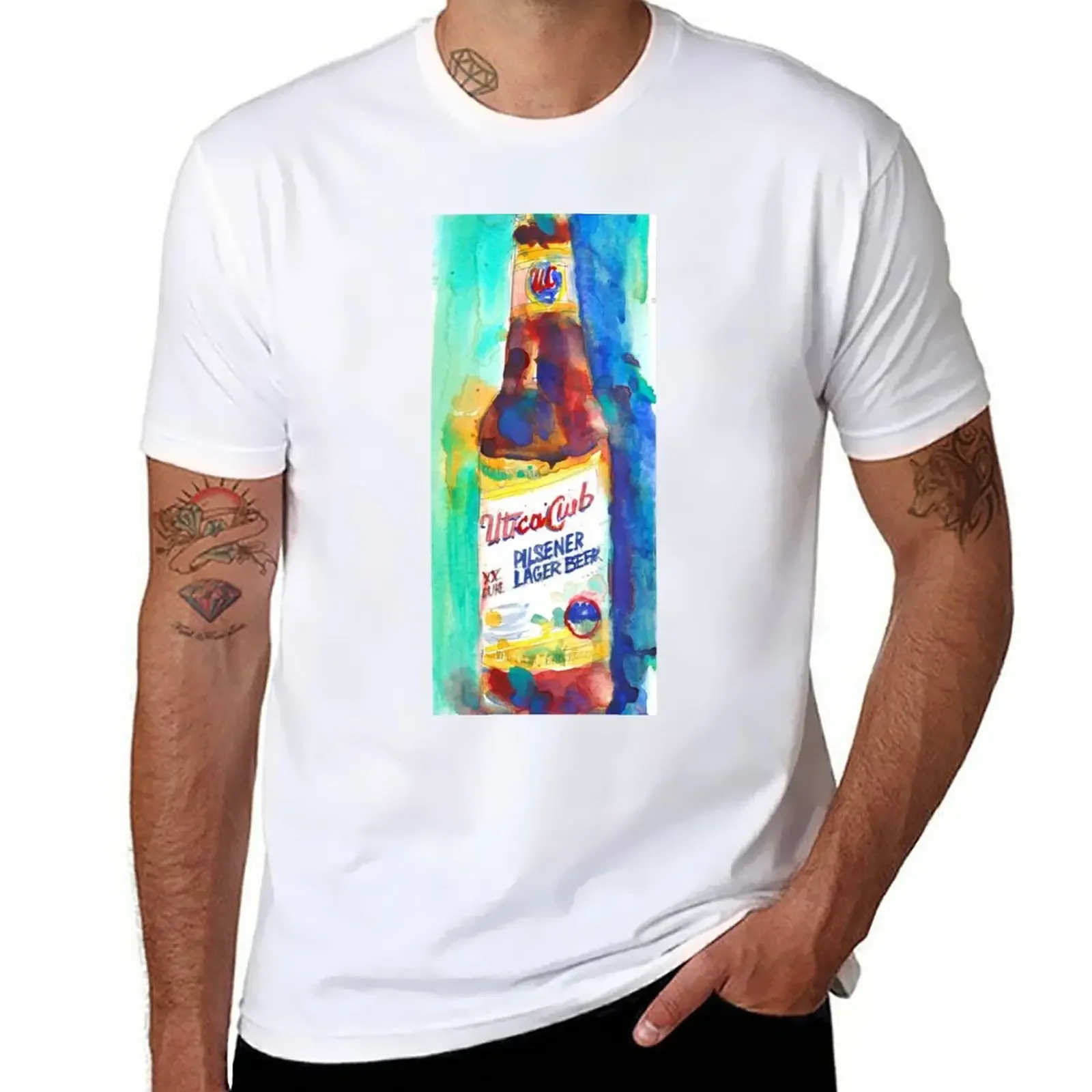 

UTICA CLUB BEER Print from Original Watercolor T-Shirt quick drying hippie clothes plain white t shirts men