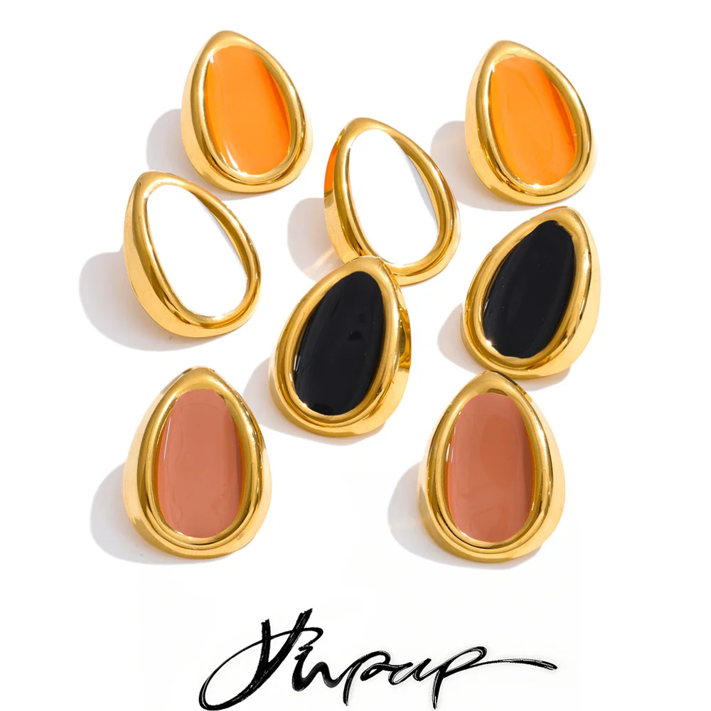 Yhpup Multi-Color Enamel Stud Earrings