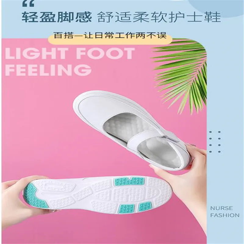 Genuine leather air cushion nurse shoes women's spring soft soles breathable thick soles women's shoes white medical shoes